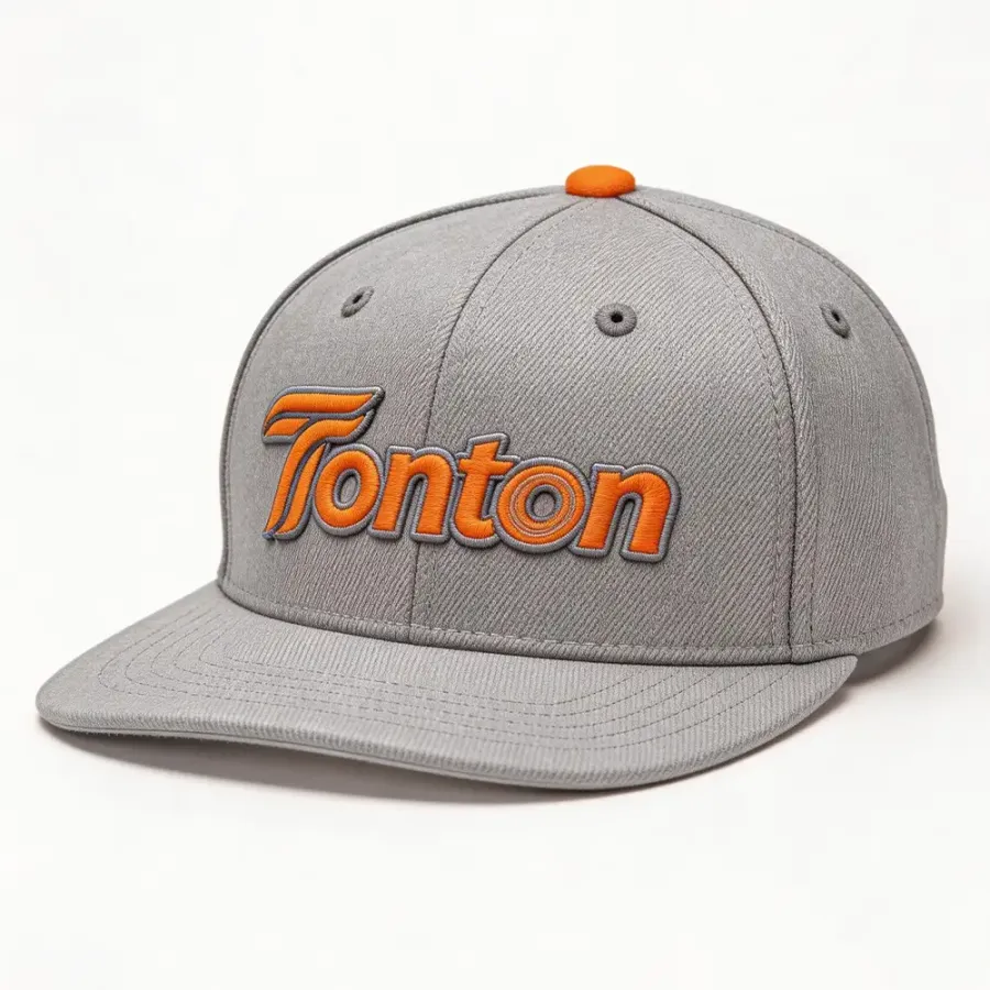 TONTON Custom Heathergrau Baseballcap – 6-Panel-Pro-Style-Cap mit 3D-Logo-Stickerei