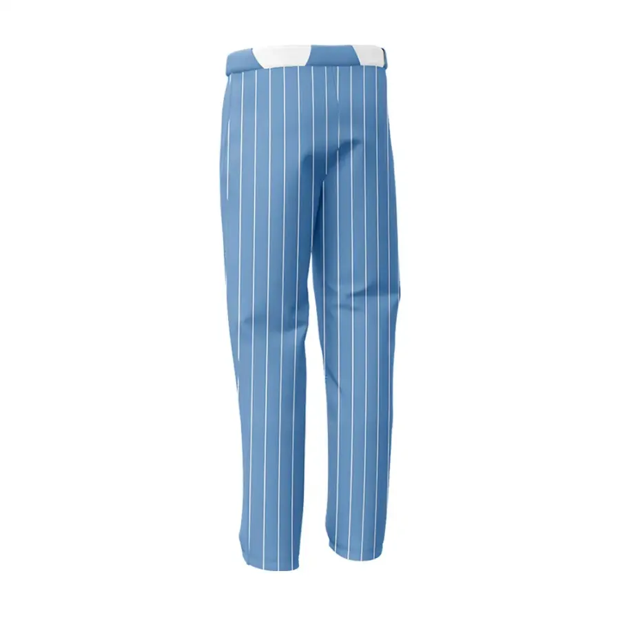 TONTON Classic Carolina Blue Pinstripe-Baseballhose – vollständig sublimiertes Design mit offenem Saum
