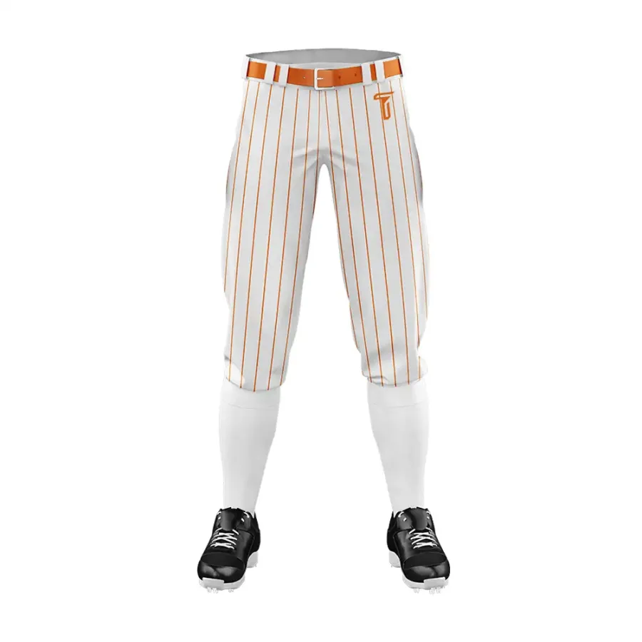 Tonton Vibrant Orange Pinstripe Baseball Knickers - Custom Team Spirit Apparel with Reinforced Knees