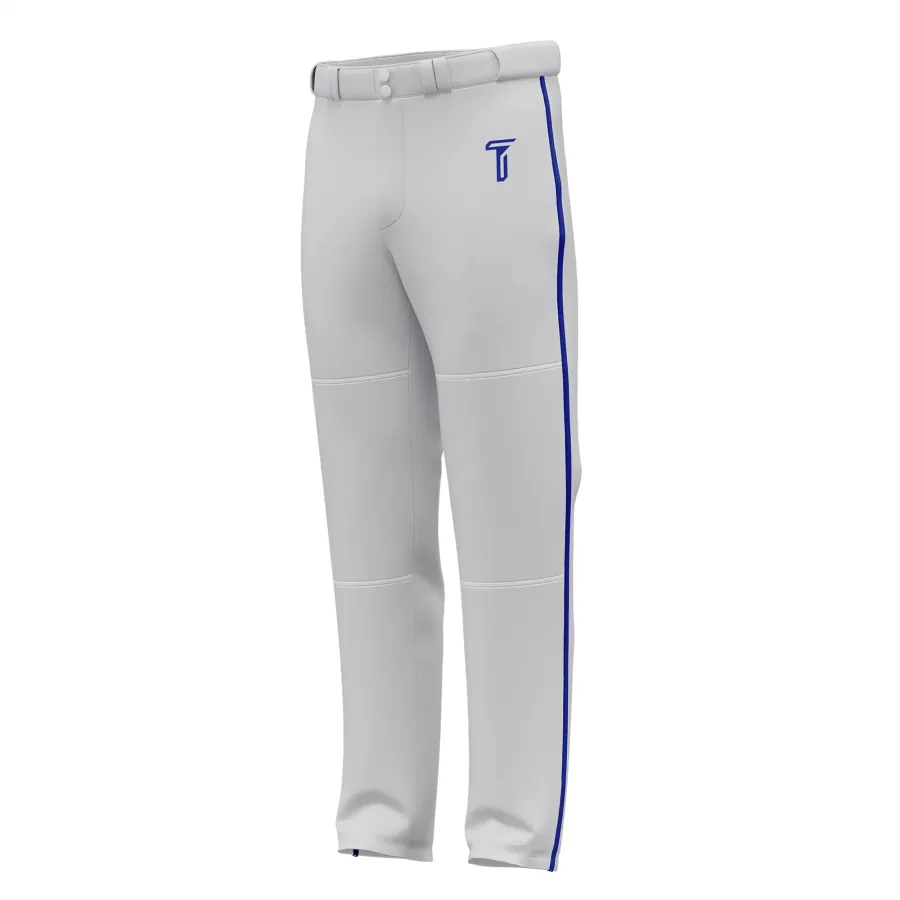 TONTON individuelle Baseballhose in hellgrau mit navyblauen Seitennähten – Pro-Dri-Leistungsstoff