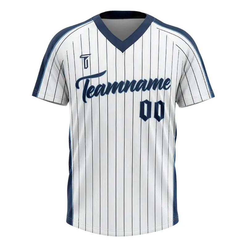 TONTON Professional Baseball-T-Shirt mit Streifenmuster, navyblauen Seitenteilen und Raglanärmeln
