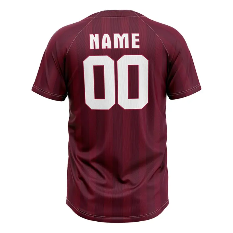 Tonton Custom Burgundy Pinstripe Baseball T-Shirt - V-Neck Raglan Jersey mō te Tino Whakangāhau