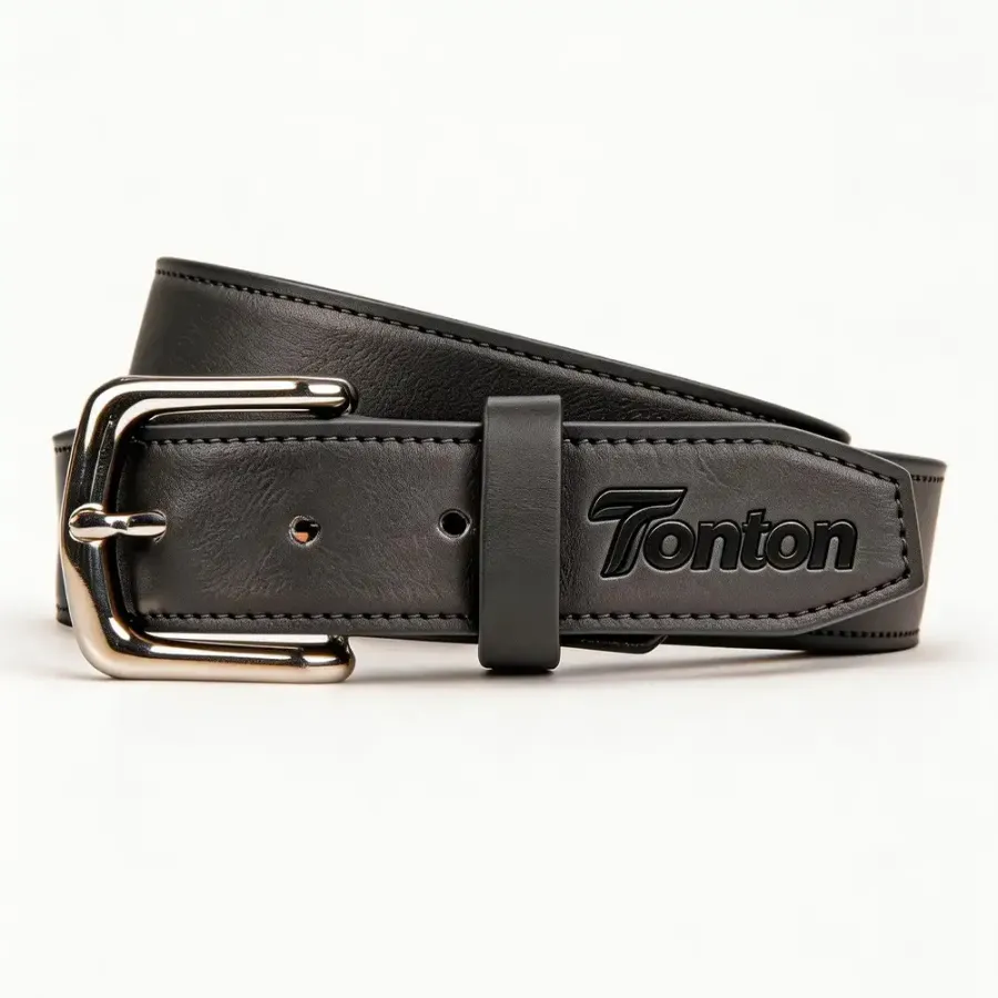 TONTON Stealth Black Baseball-Gürtel – Hochleistungs-Gürtel mit individuell einstellbarer Schnalle und geprägtem Logo