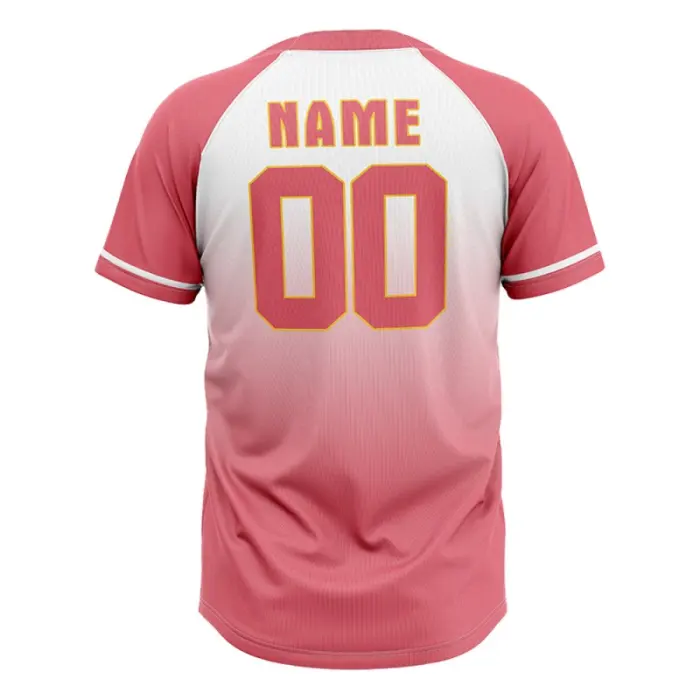 Back view of tonton custom pink gradient baseball jersey with white name and number 00.