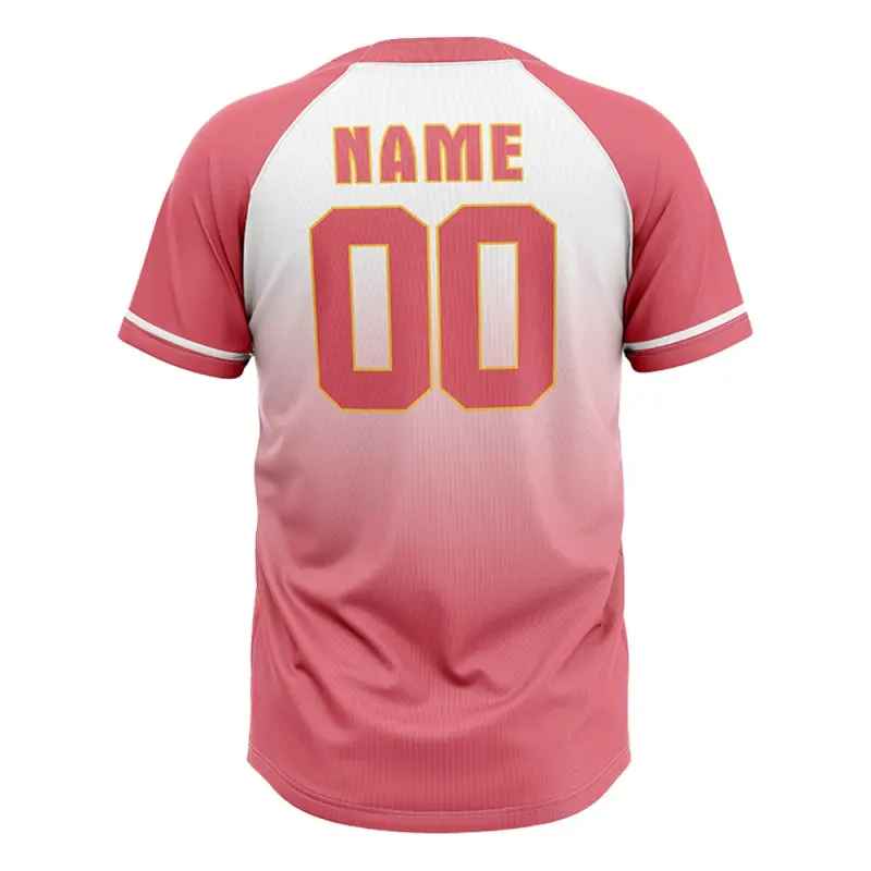 Tonton Soft Pink Gradient Raglan Baseball T-Shirt - Performance V-Neck Tee mō ngā Kākahu Hākinakina Ritenga