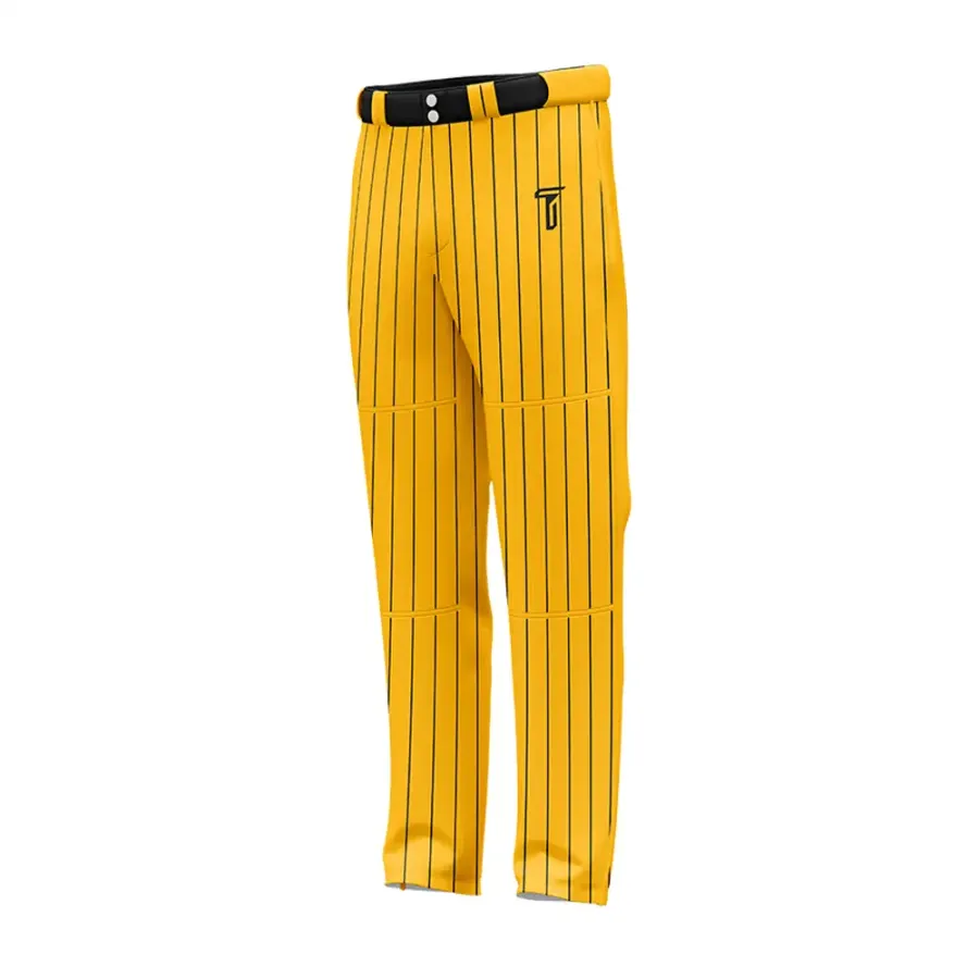 Tonton Vibrant Yellow Pinstripe Baseball Pants - Unique Custom Team Spirit Design for Competitive Play