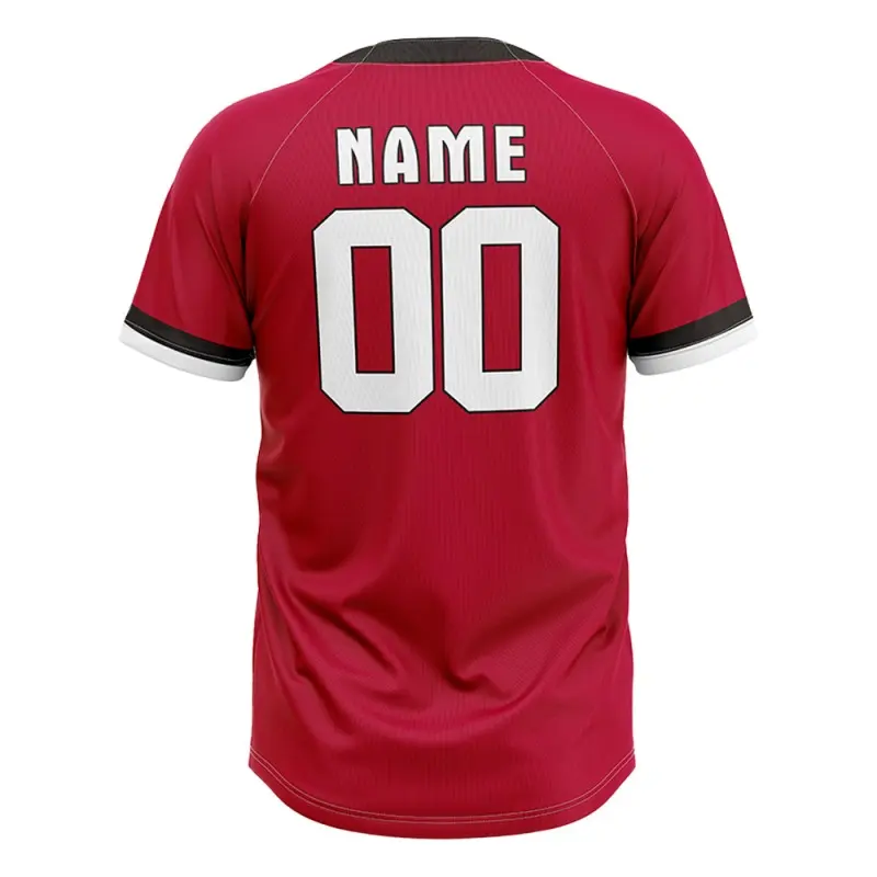 Tonton Athletic Red Raglan Baseball T-Shirt me te Charcoal V-Neck Trim Contrast