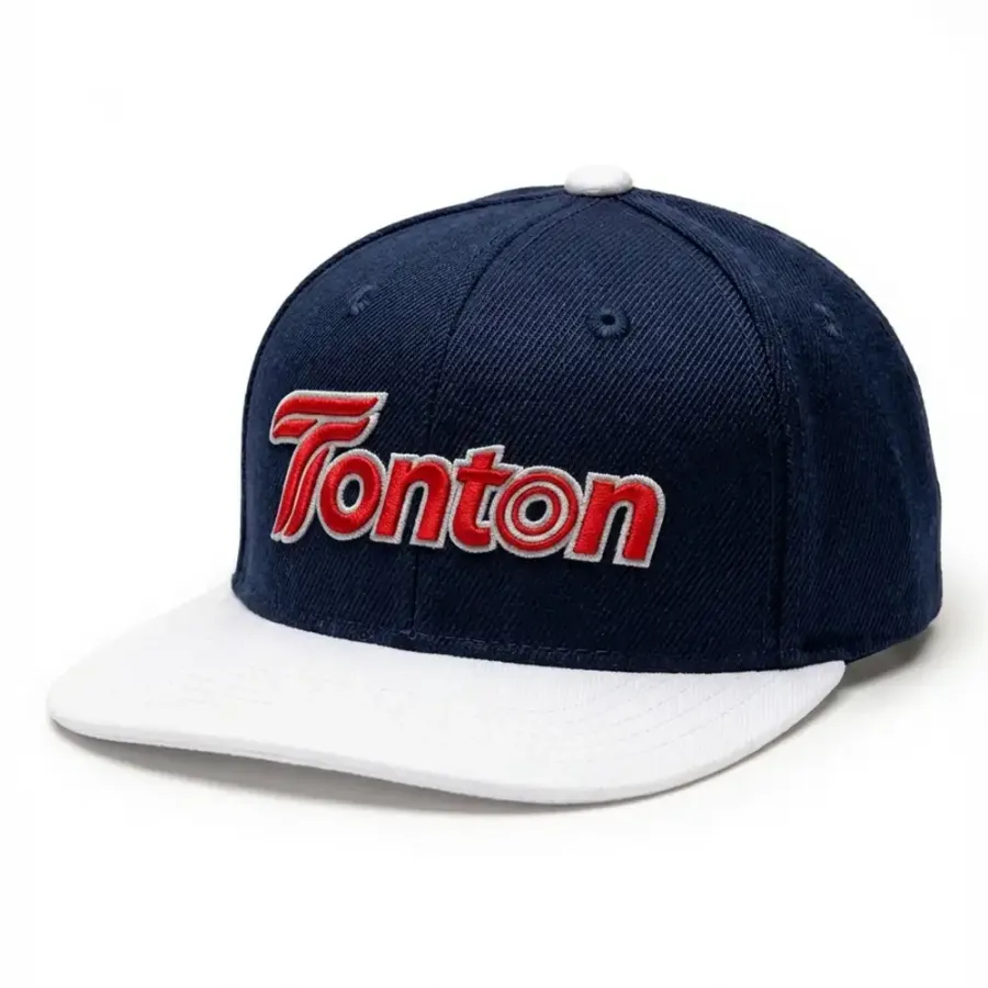 TONTON individuelle Baseballcap in navyblau mit flachem Schirm – zweifarbiger Snapback mit hochwertiger 3D-Stickerei