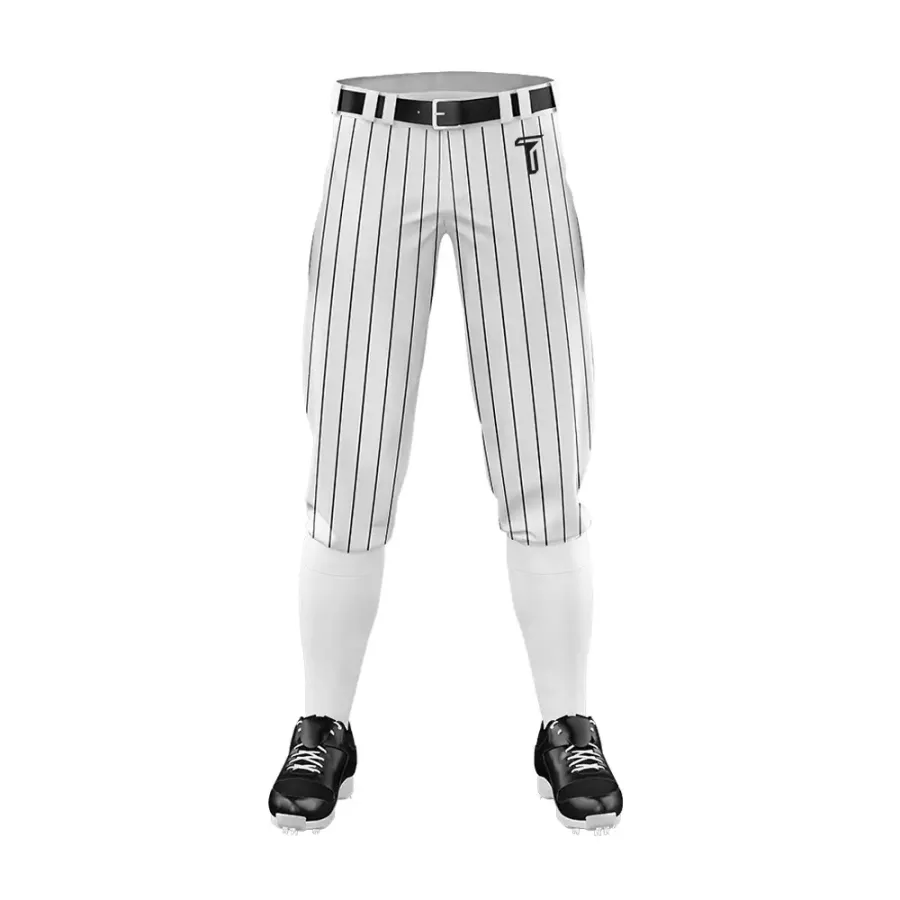 Tonton Traditional White Pinstripe Baseball Knickers with Black Piping - Pro-Fit Performance Athletic Wear