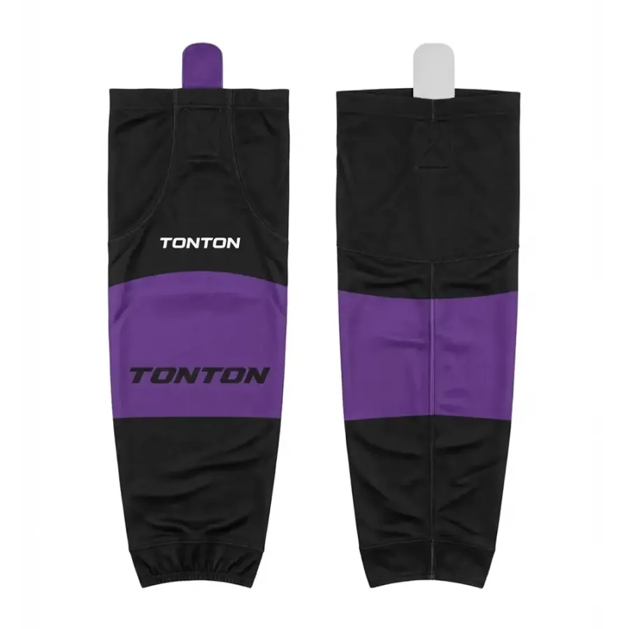 TONTON Sleek Schwarz- und Lila-kontrastreiche Hockey-Socken – Pro-Series-Leistungssport-Socken