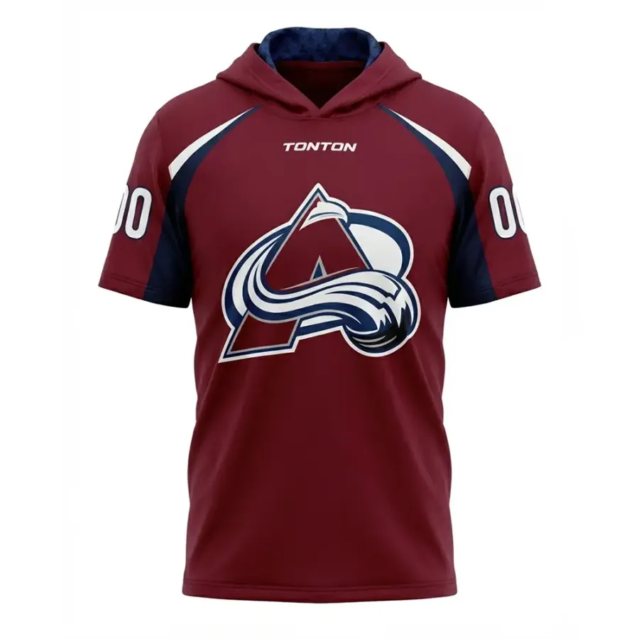 TONTON Maroon Peak Performance-Hockey-Hoodie – minimalistisches Vereinswappen, kurzärmelig