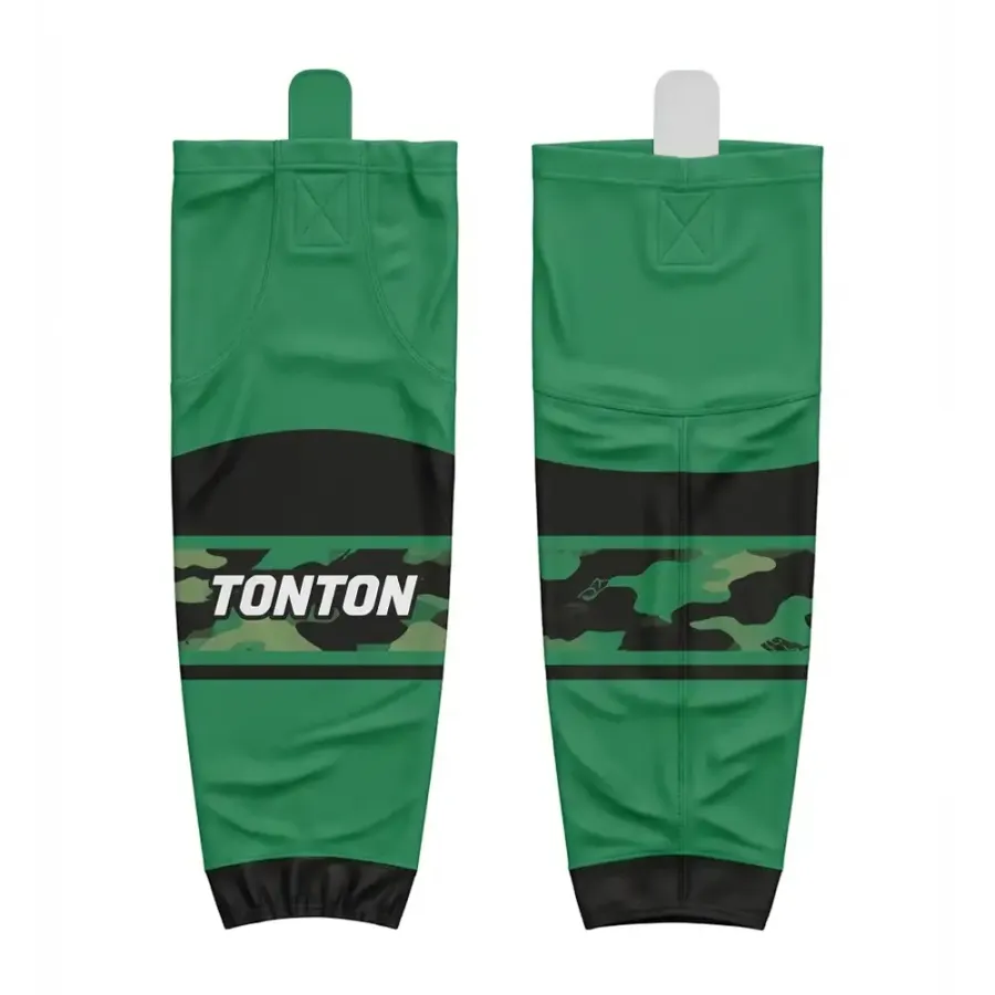 TONTON-Hockeysocken in Forest Green mit Camo-Akzent – professionelle Leistungssocken für das Training