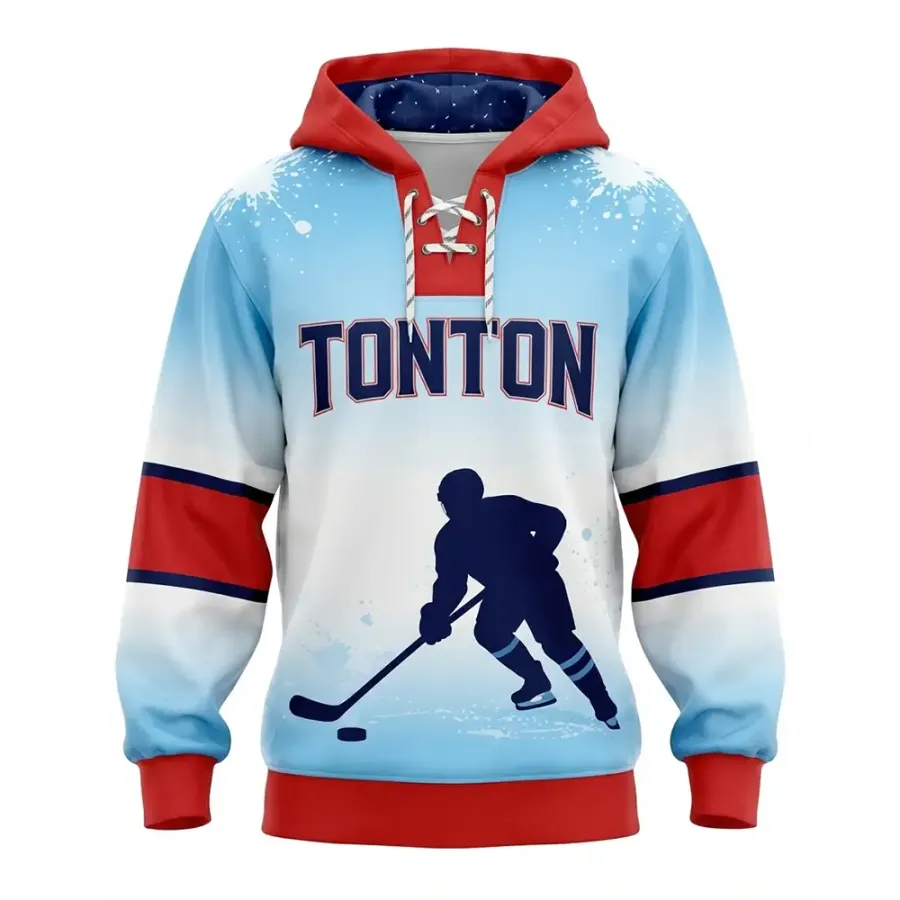 TONTON Light Blue Action Silhouette Hockey-Hoodie – Dynamische Performance-Kleidung für außerhalb des Eises
