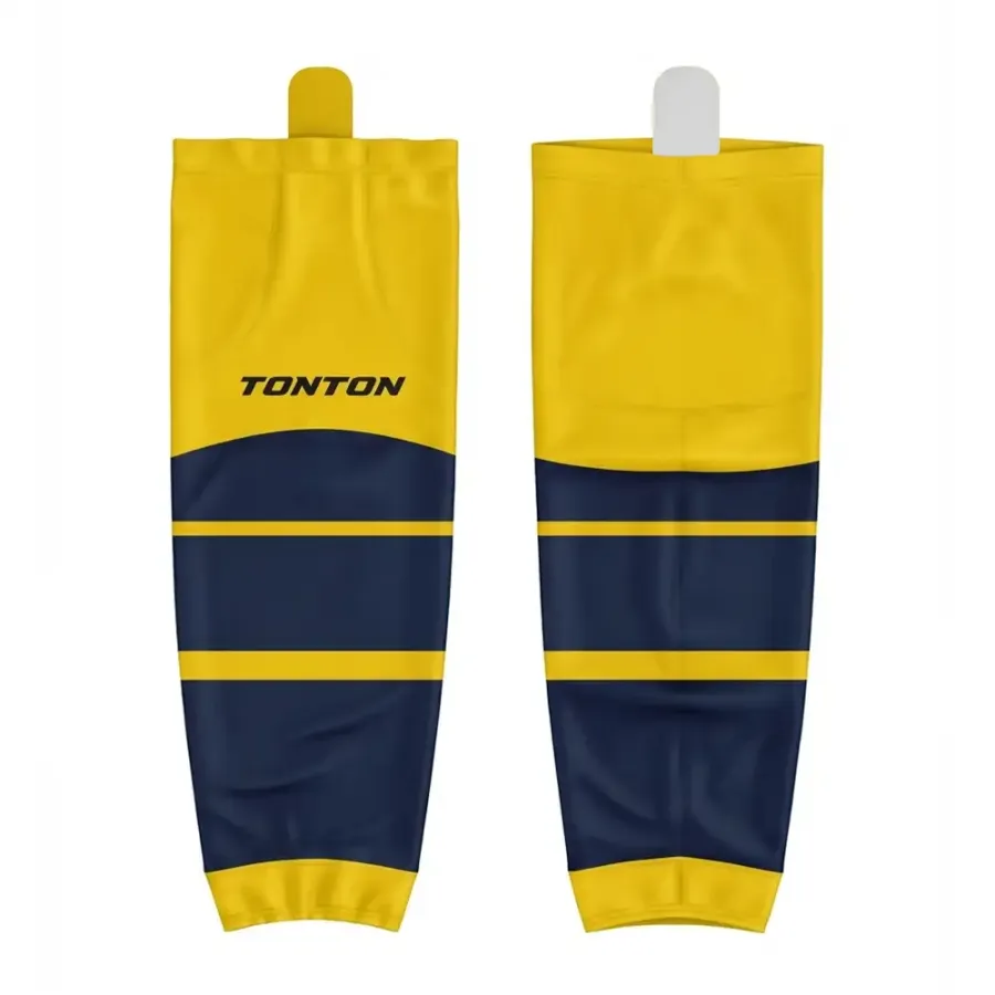 TONTON-Traditionelle Hockey-Socken in Gelb und Marineblau – langlebige, sublimierte Teamuniformen