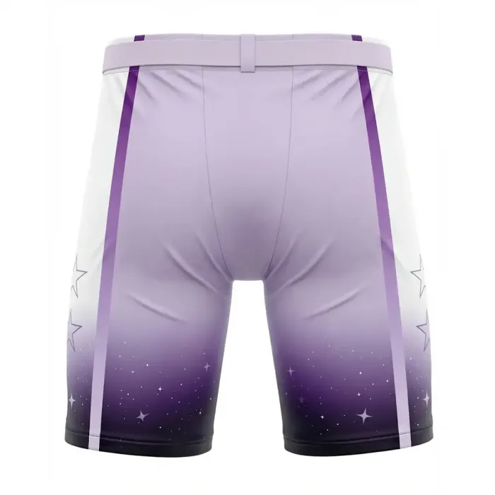 tonton light to dark purple custom ice hockey shell pants back view galaxy athletic wear