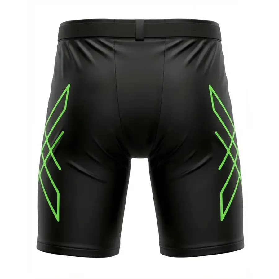 Tonton Cyberpunk neongrön geometrisk ishockeyshell – slitstark pro-stil sublimerad byxöverdrag