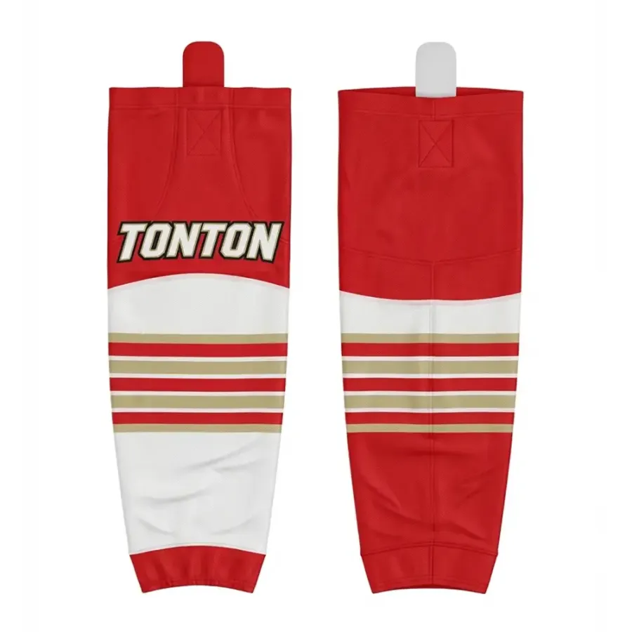 TONTON Athletic Hockeysocken in Rot-Weiß mit Streifen – Hochsichtbare Profi-Passform für Teamwear