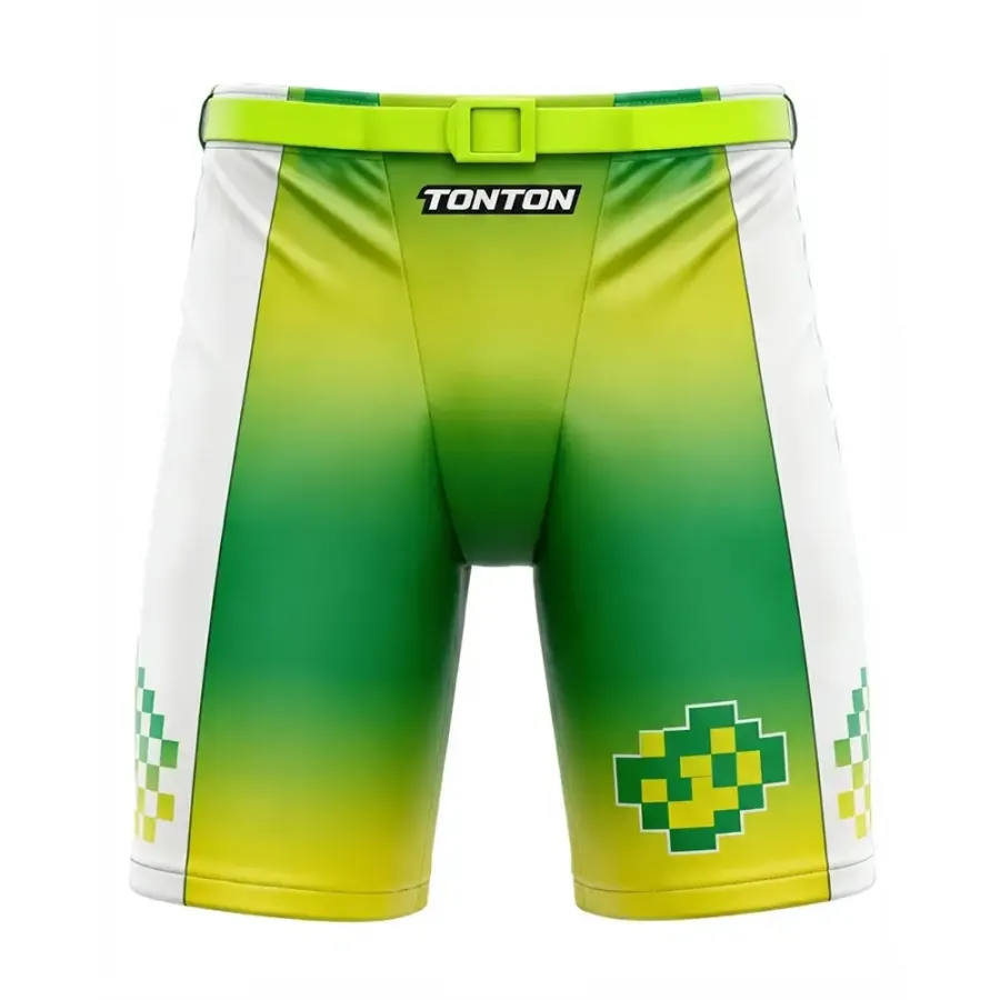 TONTON Lime-Gradient-Pixel-Art-Hockeyhose „Shell“ – Hochleistungs-Team-Bekleidung mit Sublimationsdruck