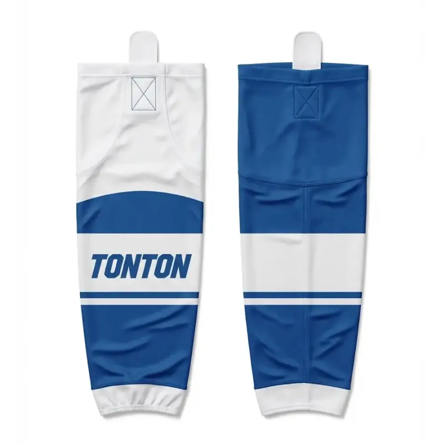 TONTON-Royalblau-Weiß zweifarbige Hockeysocken – professionelle sublimierte Spielsocken