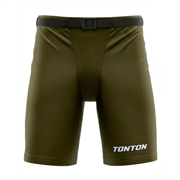 tonton olive green minimalist custom ice hockey shell pants front view performance teamwear