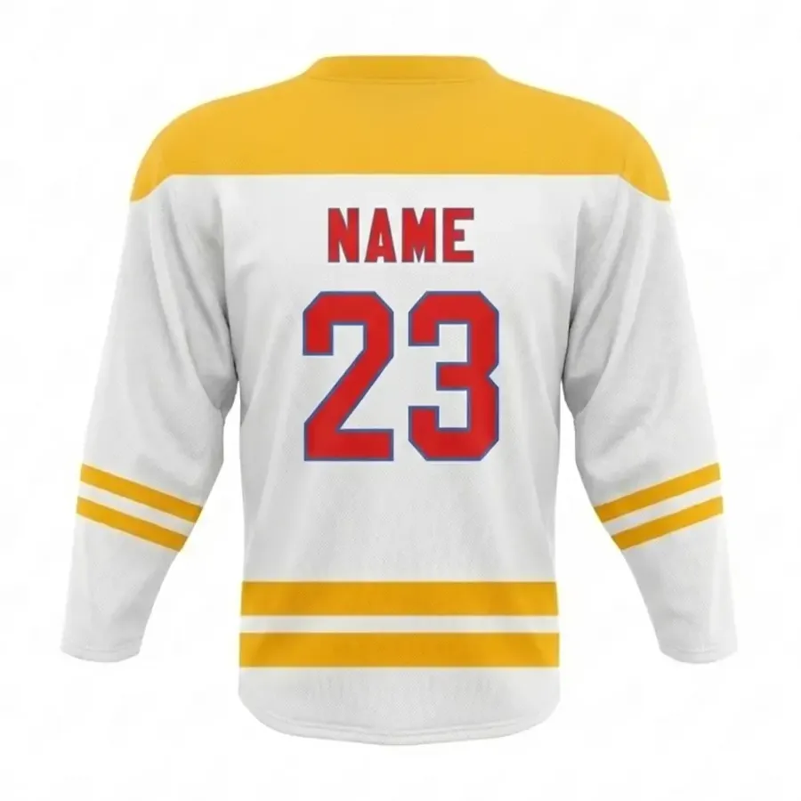 TONTON-Vintage-Hockeytrikot – Weiß-orangefarbenes Leistungs-Trikot mit Schnürung