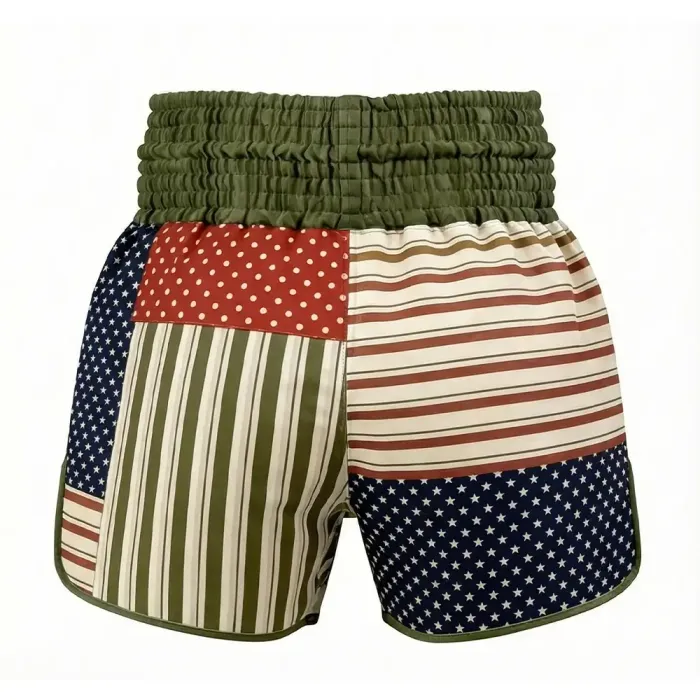 tonton usa flag design custom kickboxing shorts back view athletic gear