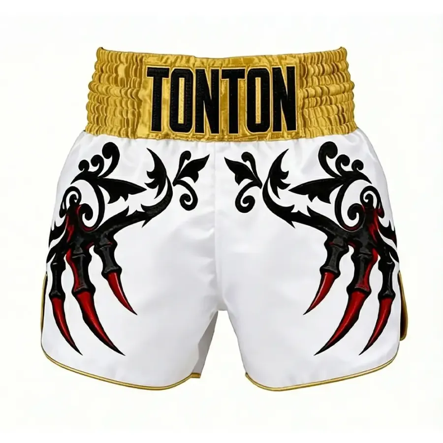Shorts Muay Thai Tonton cu desen Tribal Claw – Bretelă elastică tradițională, echipament profesional pentru lupte