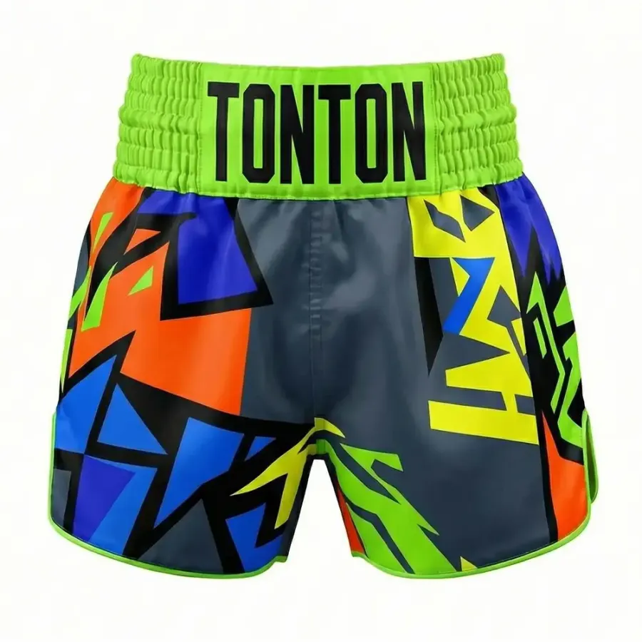 Tonton Αφηρημένα Γεωμετρικά Muay Thai Σορτς με Στυλ Pop-Art – Επαγγελματικό Μάχιμο Ενδύματα με Εξαιρετικά Ευρεία Πόδια