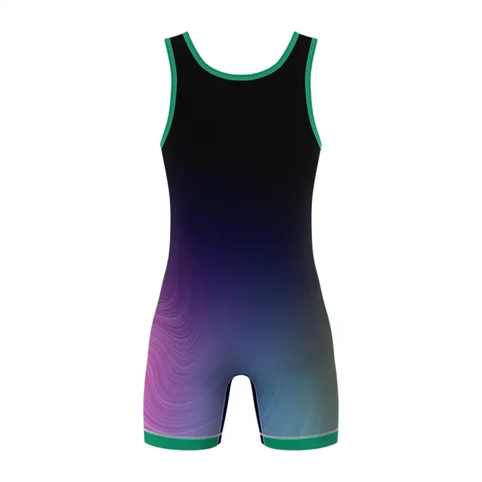 tonton dark gradient custom wrestling singlet back view performance competition apparel