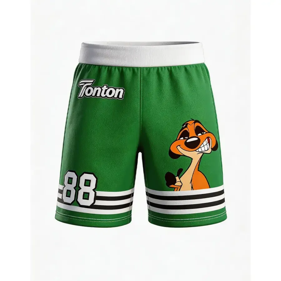 Tonton Green Meerkat – Pantaloni scurți pentru jocul de lacrosse cu mascota Meerkat – Uniformă profesională din material Pro-Mesh, respirabilă și care absoarbe umiditatea