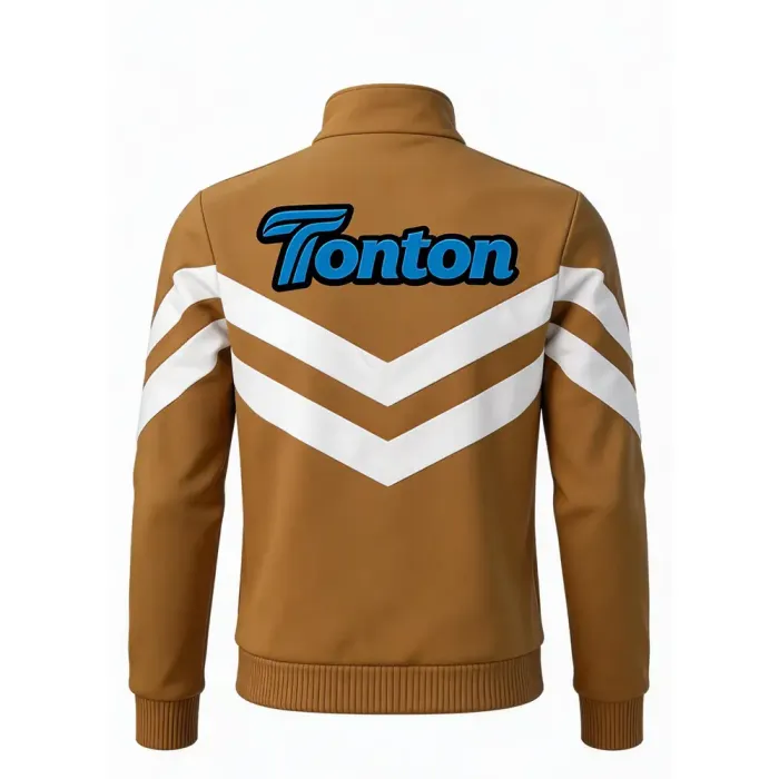 tonton tan custom lacrosse warm-up jacket back view performance team warm-up apparel