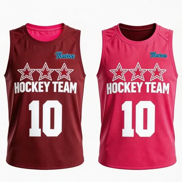 tonton maroon custom lacrosse reversible pinnies front side with stars and number 10 athletic apparel