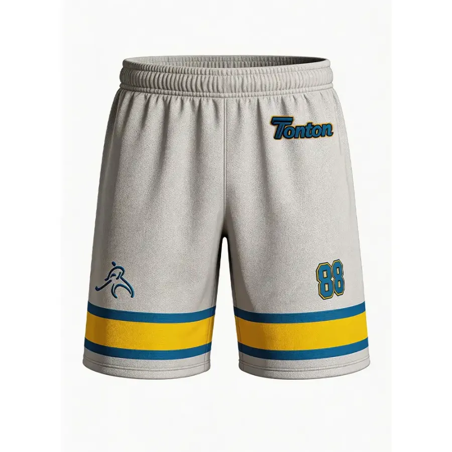 Shorts sportive Tonton gri pentru lacrosse – Siluetă athletică cu cusături consolidate, echipament de înaltă performanță pentru echipe