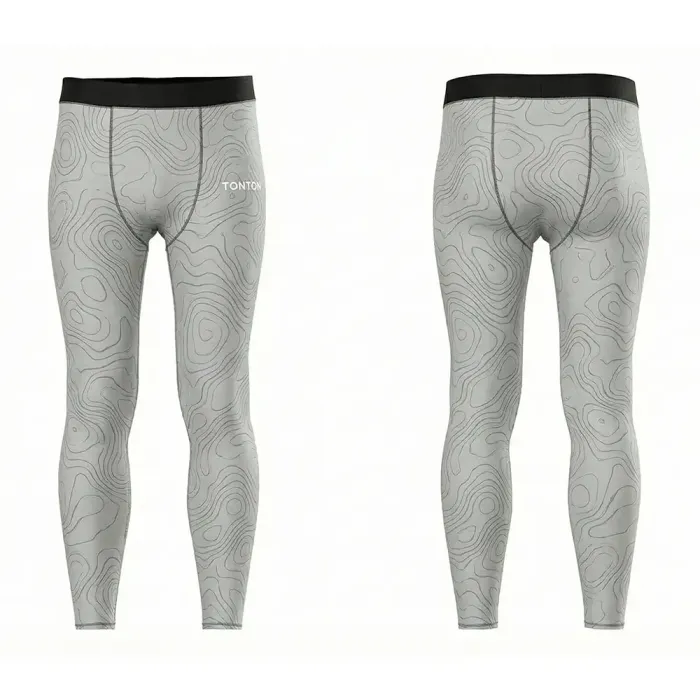 tonton light grey marble custom compression leggings front view seamless performance fightwear