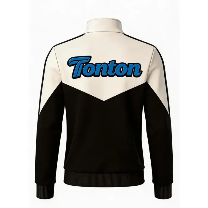 tonton black and cream custom lacrosse warm-ups back view performance athletic wear