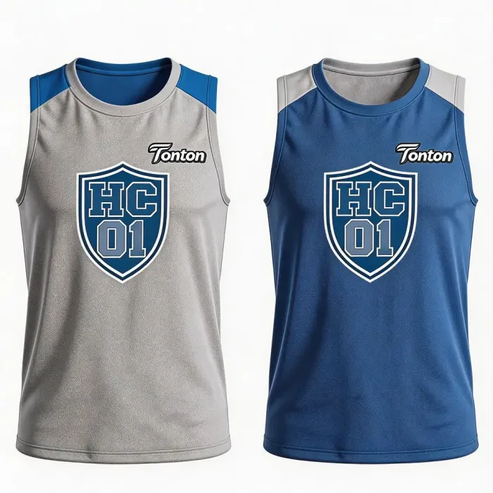 tonton light grey custom lacrosse reversible pinnies front side with HC 01 shield logo sportswear