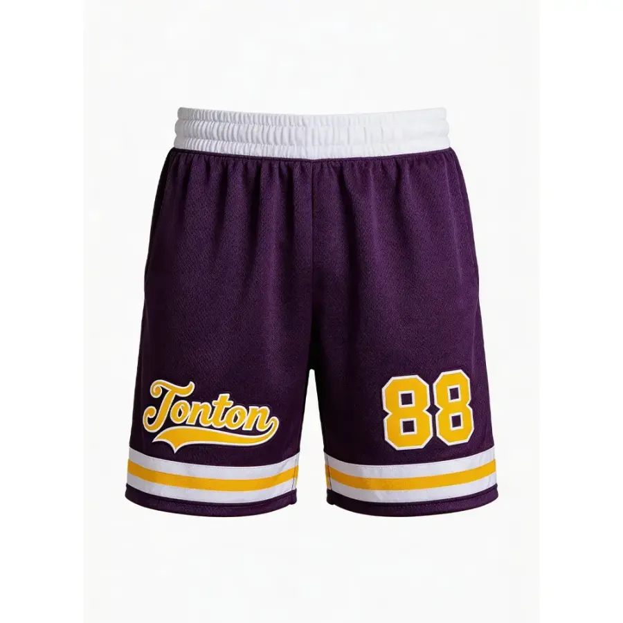 Shorts pentru lacrosse Tonton cu logo-ul „Purple Script” – Bază ondulată, echipament de înaltă performanță pentru meciuri