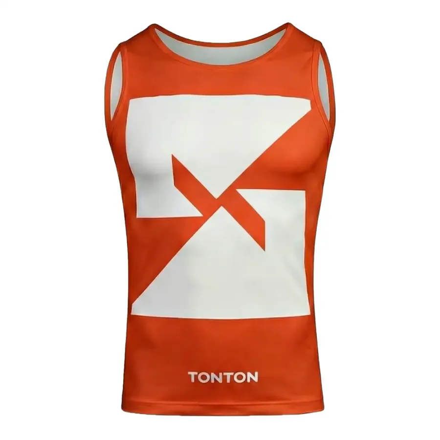 TONTON Abstract Shield Orange Wrestling-Tank – Hochwertige, verstärkte Kampfsport-Ausrüstung mit 6-Faden-Naht