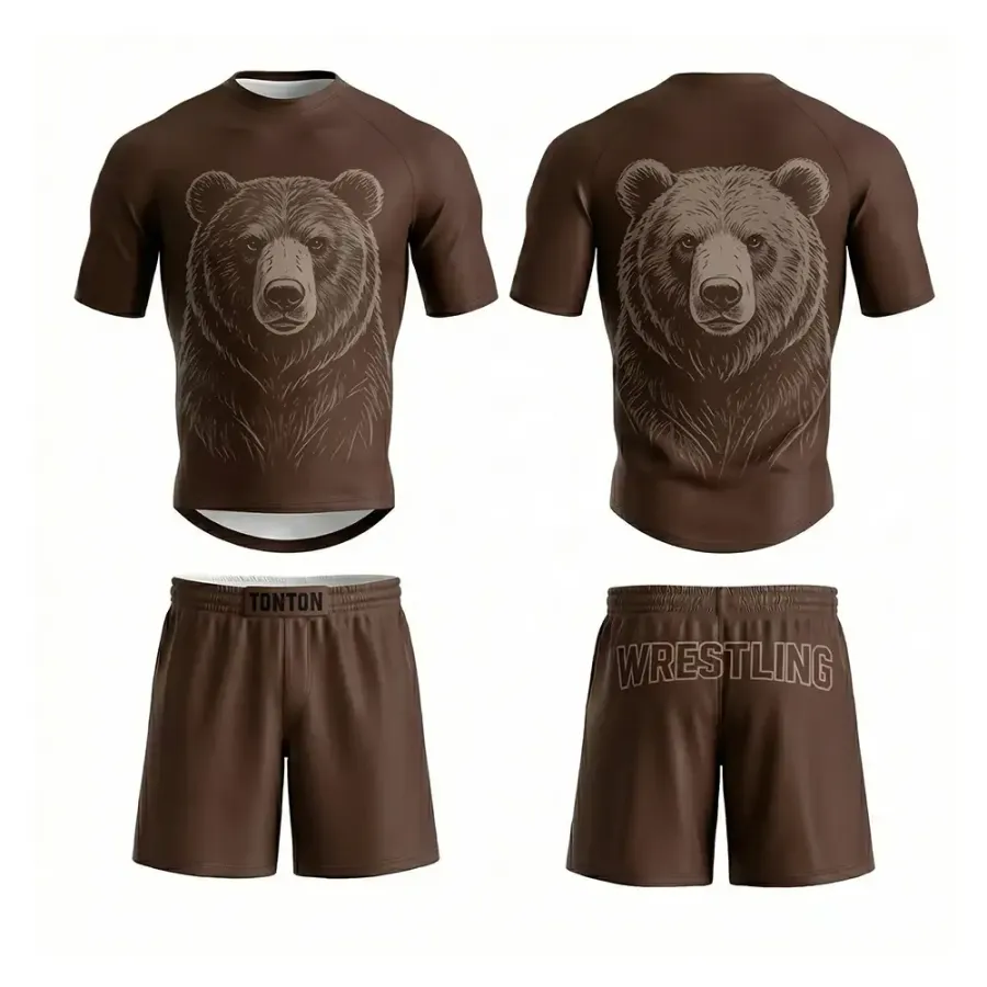 TONTON Earth Bear Wrestling Gear – Dunkelbraunes professionelles Zweiteiliges Set für intensives Ziehen