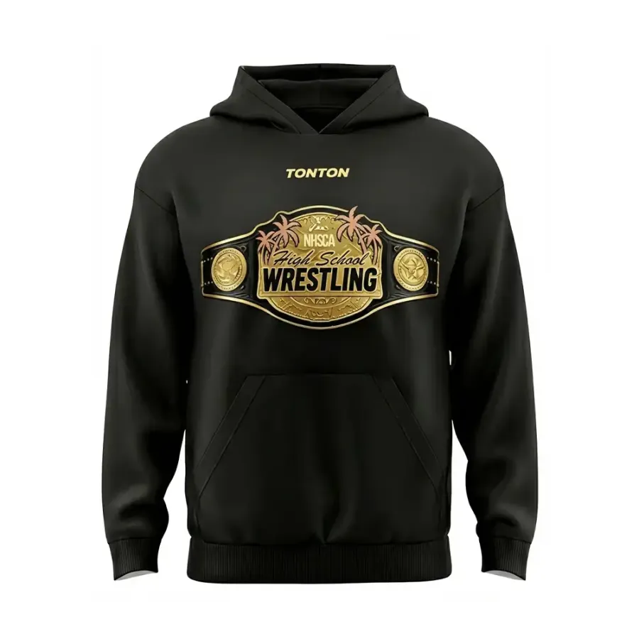 TONTON Champion Black Wrestling-Warm-up-Hoodie – funktionale Taschen für die Aufbewahrung wichtiger Utensilien