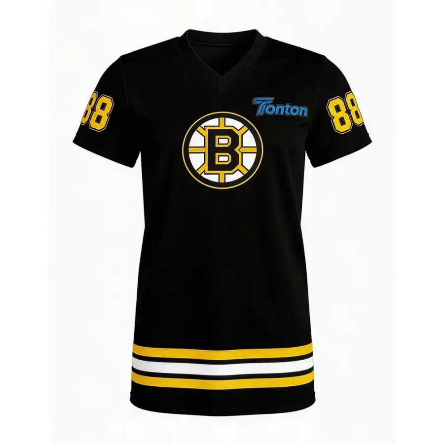 Tricou de lacrosse Tonton Black „B” cu emblema – Uniformă sublimată din material Pro-Mesh care elimina umiditatea