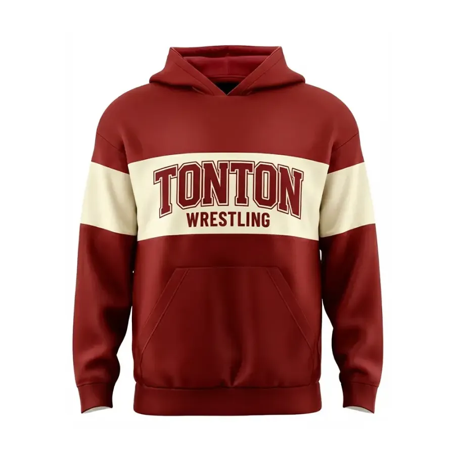 TONTON-Maroon-Team-Wrestling-Aufwärm-Hoodie – atmungsaktive Outdoor-Trainingsbekleidung fürs Pre-Match-Training