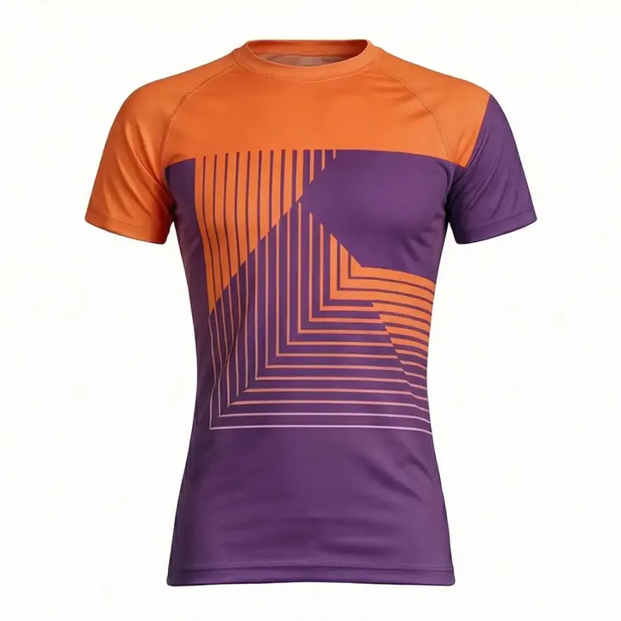 TONTON Purple Geometric Line Art MMA-Rashguard – verstärkte Nähte für intensives Grappling & Wrestling