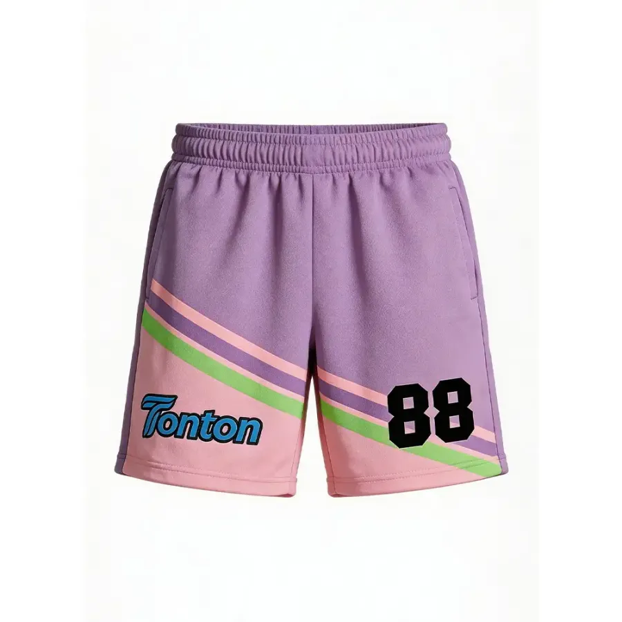 Shorts de lacrosse TONTON în nuanțe de lavandă și roz cu dungi – echipament de joc personalizabil, ușor și respirabil pentru echipă