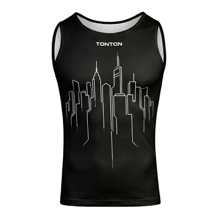 TONTON City Skyline MMA-Kompressions-Tank – atmungsaktive, vielseitig dehnbare Wrestling-Grundschicht