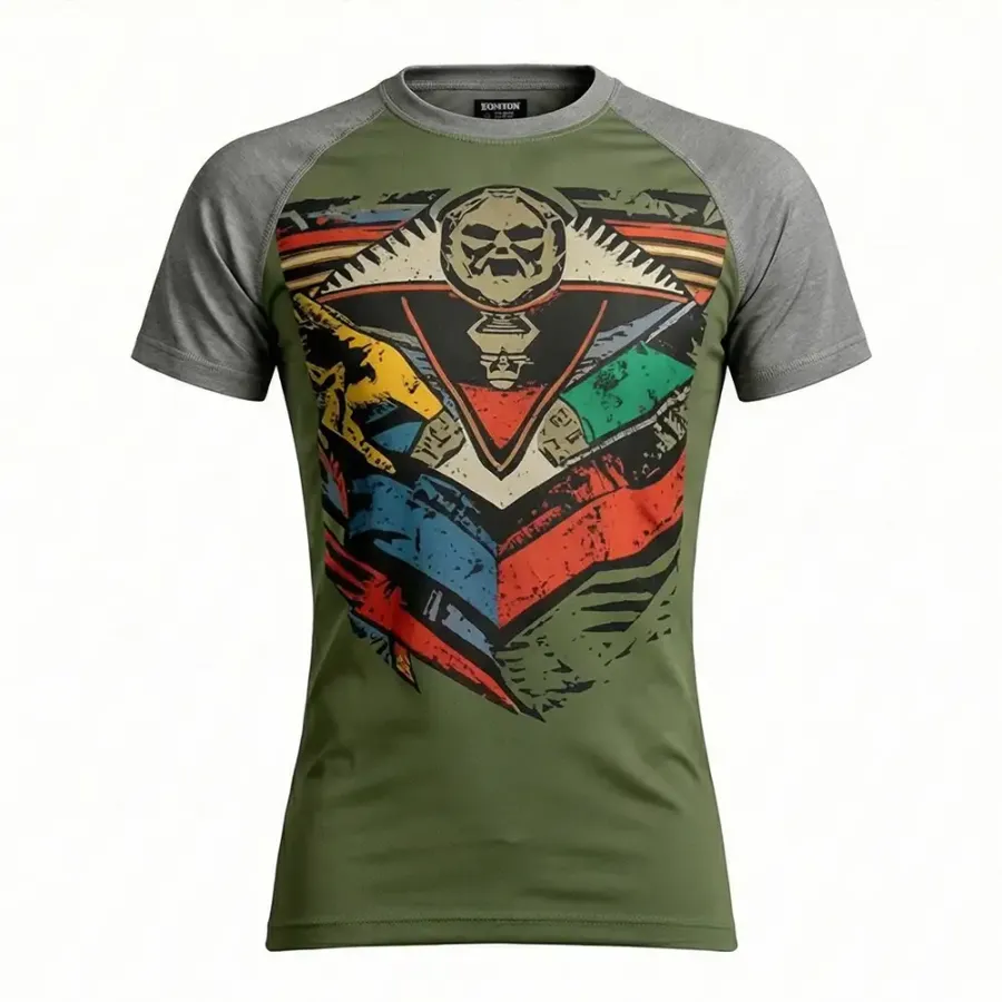 Tonton Aztec Warrior – Rash Guard pentru bărbați cu grafic tribal, rezistent, cu ajustare compresivă pentru MMA și lupte