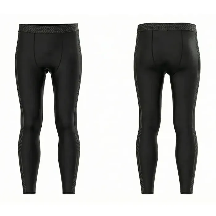 tonton solid black custom compression leggings front view minimalist seamless fightwear