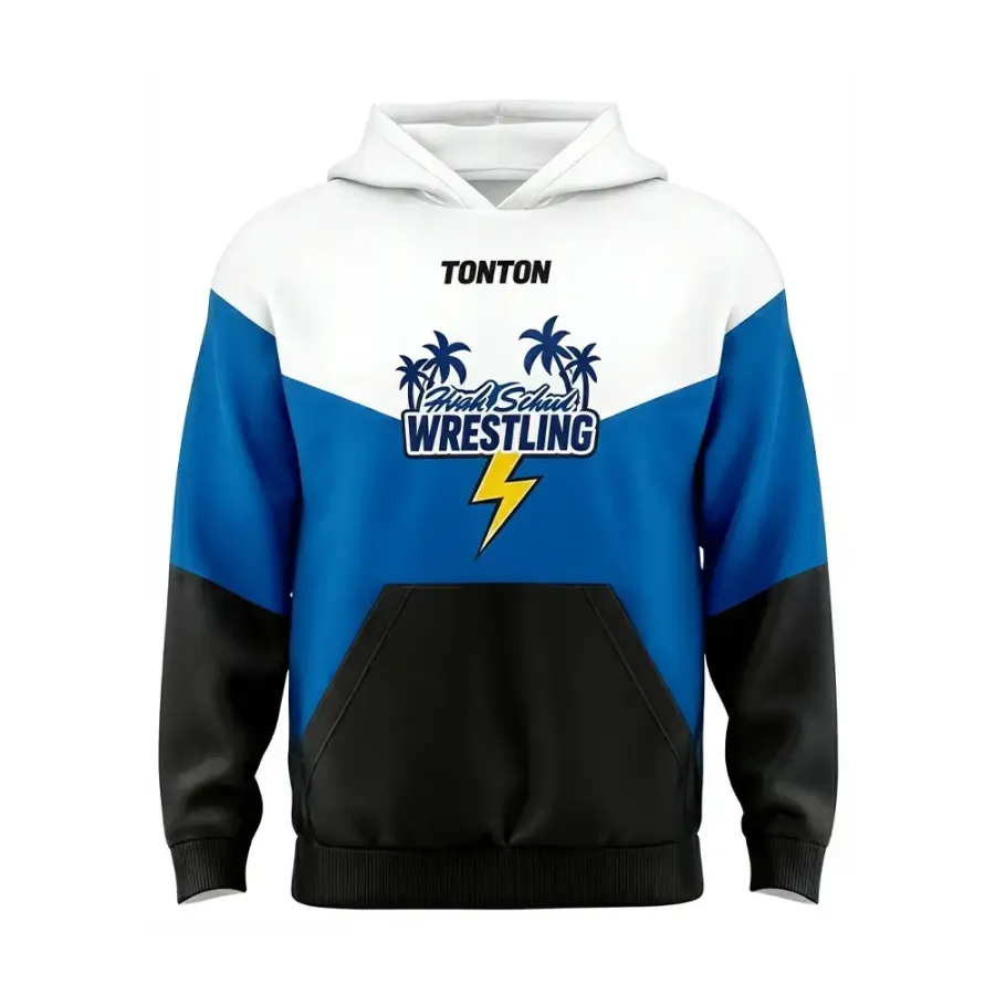 TONTON Dynamic Lightning Wrestling-Aufwärm-Hoodie – windabweisende Außenhülle mit Premium-Druck
