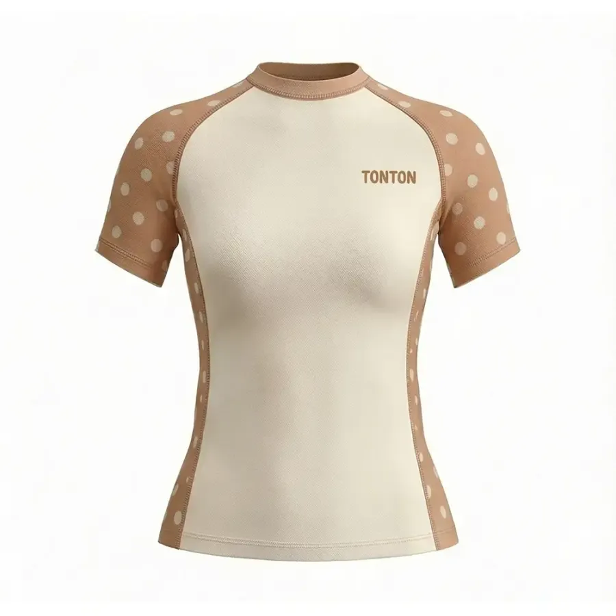 Tonton Tan Polka Dot Sleeve – Top de protecție pentru piele cu întindere în patru direcții pentru femei