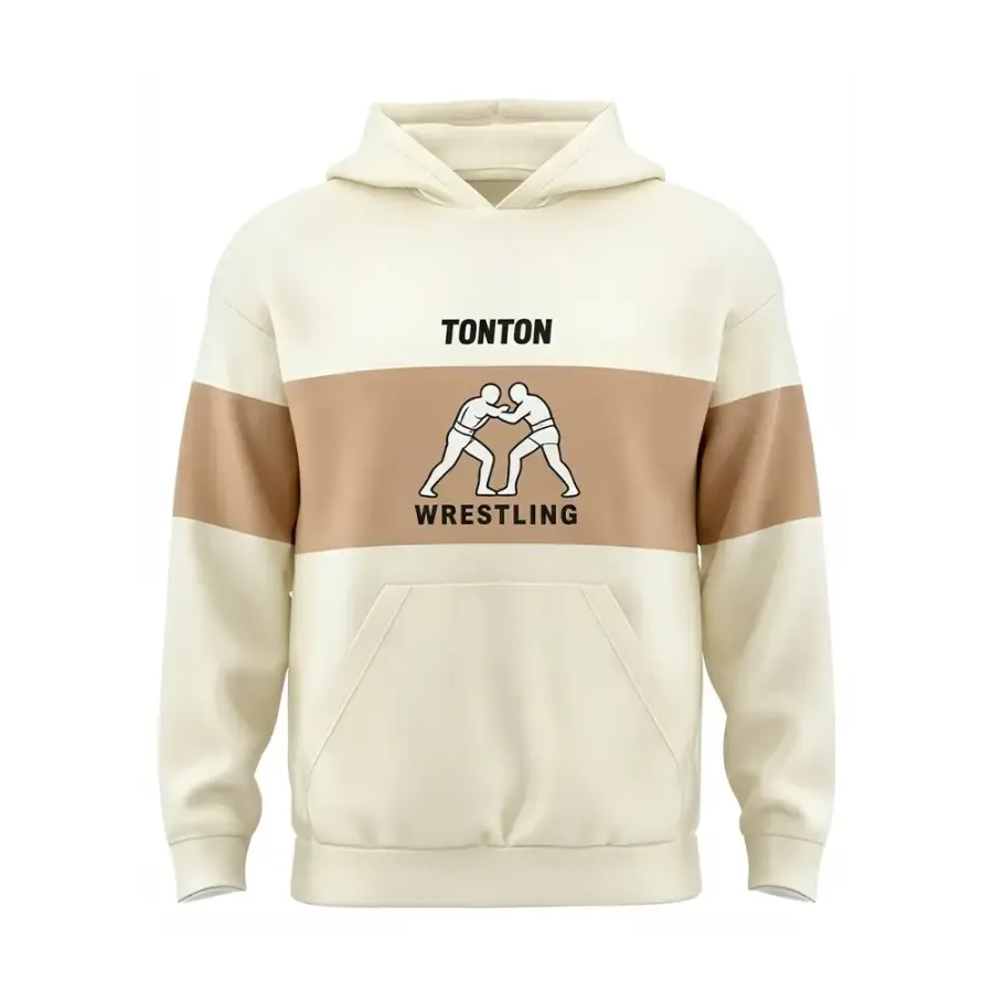 TONTON-Cream-Trainingshoodie für professionelles Wrestling – geräumiger Schnitt zum Überziehen über Singlets
